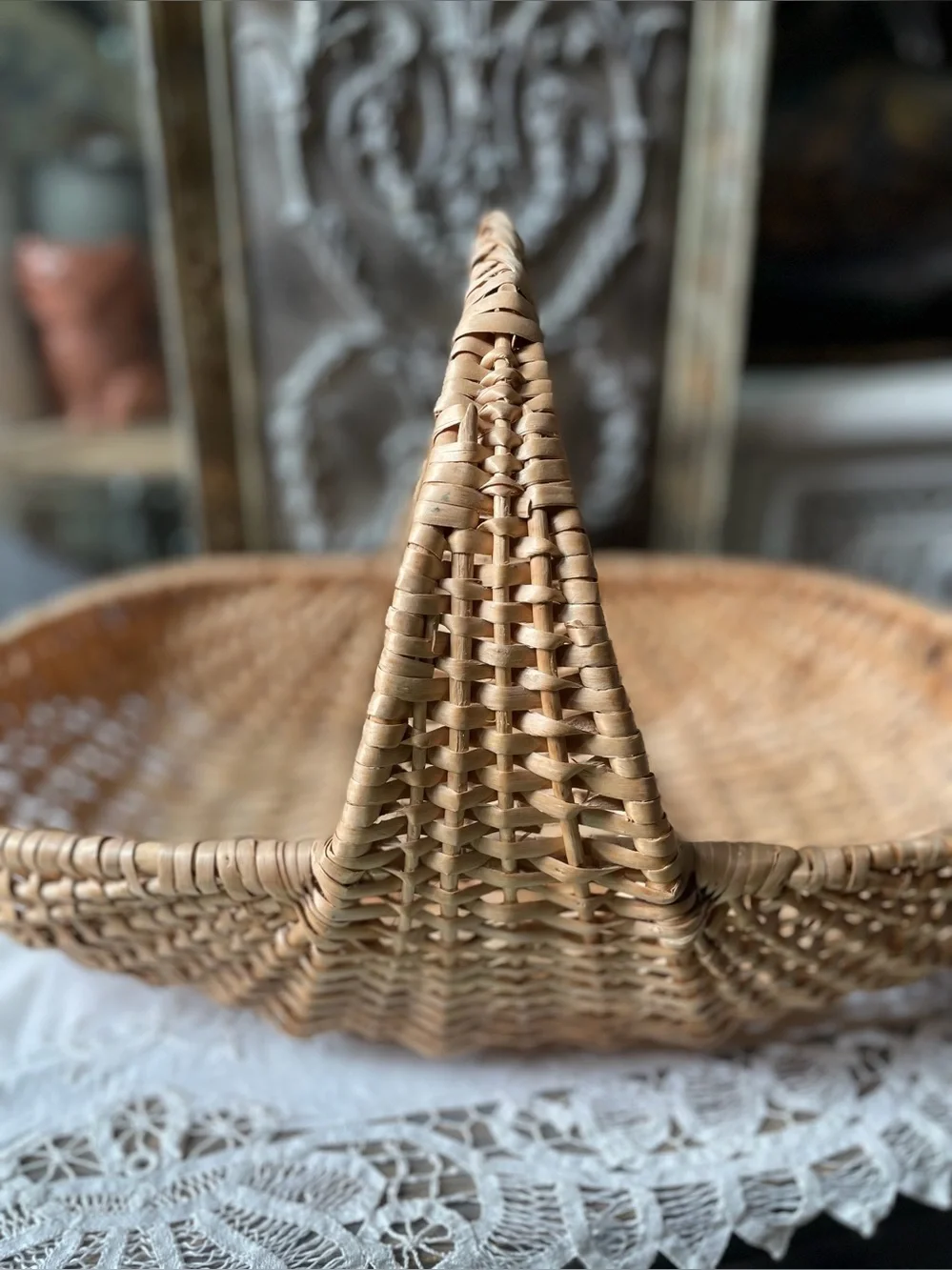Natural Woven Rattan Handled Basket - Home Accents
